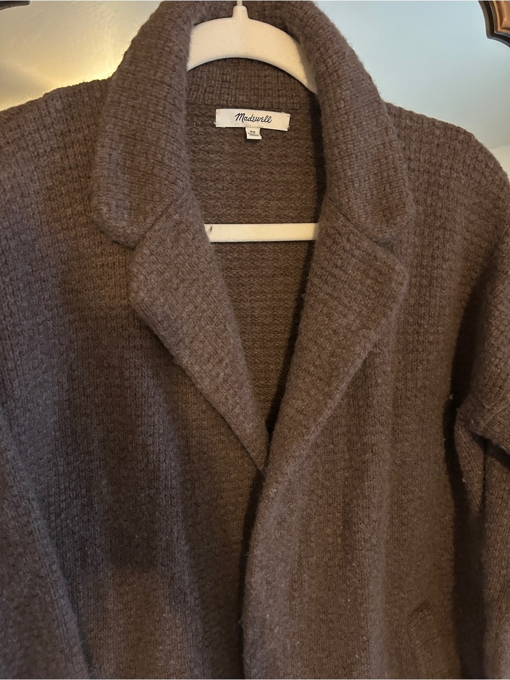 Madewell Cozy Brown Textured Open Cardigan - Picture 2 of 3